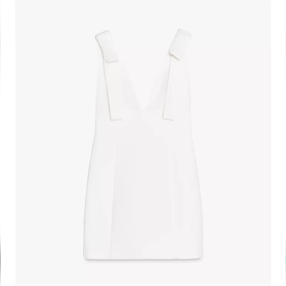 Zara  white short dress with bows size L - Picture 8 of 12